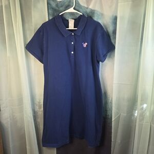 Disney Women's Blue Polo Dress with Mickey Flag